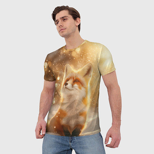 Мужская футболка Довольная рыжая лисичка / 3D-принт – фото 3