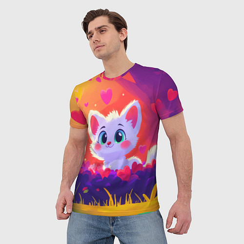 Мужская футболка Влюбленный милый песец / 3D-принт – фото 3