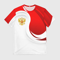 Футболка мужская Россия - красный и белый, цвет: 3D-принт