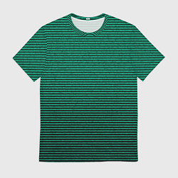 Футболка мужская Зелёный текстурированный в чёрную полоску, цвет: 3D-принт