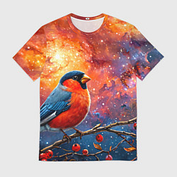 Футболка мужская Снегирь и космос, цвет: 3D-принт
