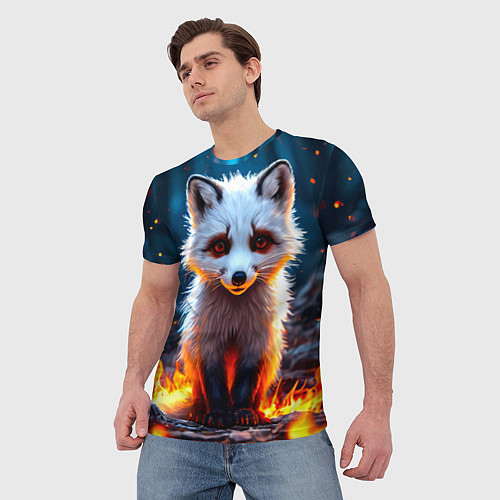 Мужская футболка Песец в огне / 3D-принт – фото 3