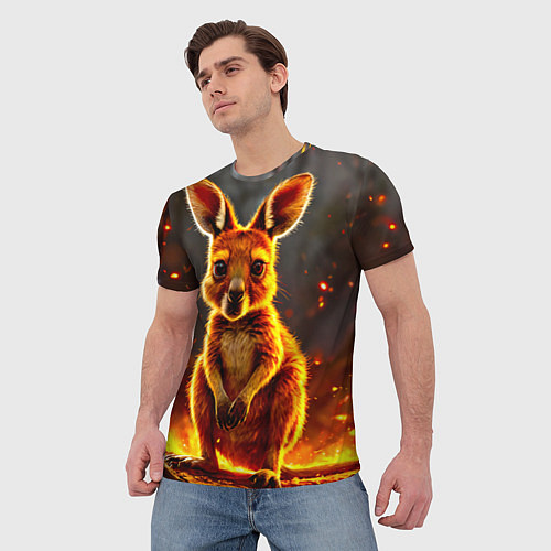 Мужская футболка Кенгуру в огне / 3D-принт – фото 3