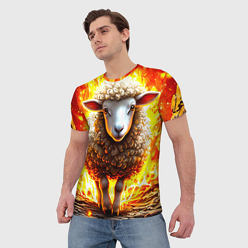 Мужская футболка Овечка в огне / 3D-принт – фото 3