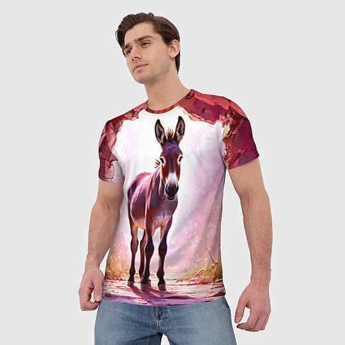 Мужская футболка Осел в розовом свете / 3D-принт – фото 3