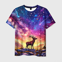 Футболка мужская Лось и звездное небо, цвет: 3D-принт