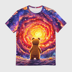 Футболка мужская Медвежонок смотрит в космос, цвет: 3D-принт