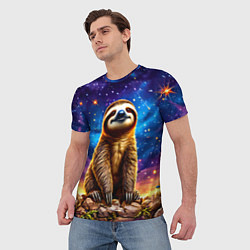 Футболка мужская Ленивец и звездное небо, цвет: 3D-принт — фото 2