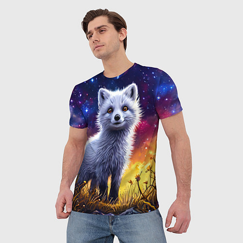 Мужская футболка Песец в звездную ночь / 3D-принт – фото 3