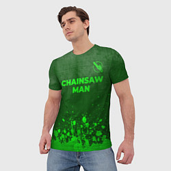 Футболка мужская Chainsaw Man - green gradient посередине, цвет: 3D-принт — фото 2