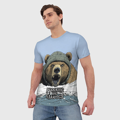 Мужская футболка Русский не сдаются - мощный медведь / 3D-принт – фото 3