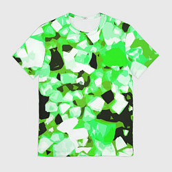 Футболка мужская Green and white abstraction on a black background, цвет: 3D-принт