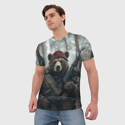 Мужская футболка Советский медведь с автоматами / 3D-принт – фото 3