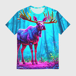Футболка мужская Лось в сереневом свете, цвет: 3D-принт