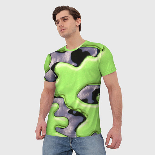 Мужская футболка Зеленый объемный камуфляж / 3D-принт – фото 3