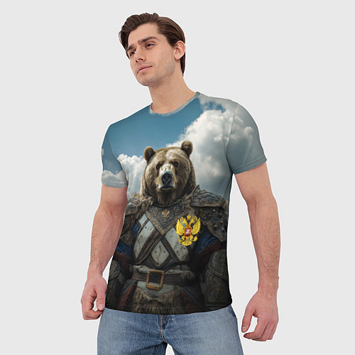 Мужская футболка Русский медведь воин / 3D-принт – фото 3