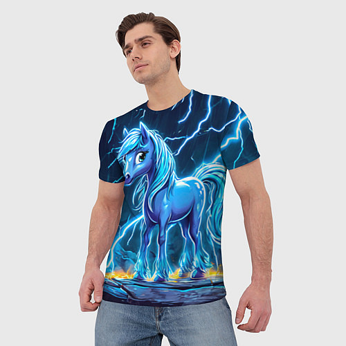 Мужская футболка Лошадка в разрядах молнии / 3D-принт – фото 3