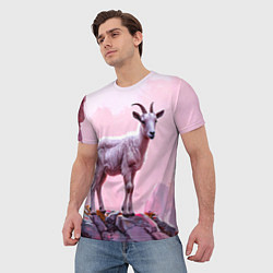 Футболка мужская Козлик в розовом свете, цвет: 3D-принт — фото 2
