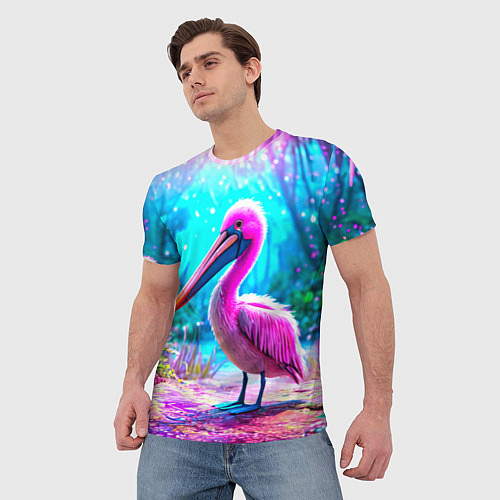 Мужская футболка Пеликан в сказачном лесу / 3D-принт – фото 3