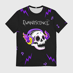 Футболка мужская Evanescence неоновый череп, цвет: 3D-принт