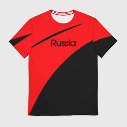Футболка мужская Russia красно-чёрный, цвет: 3D-принт
