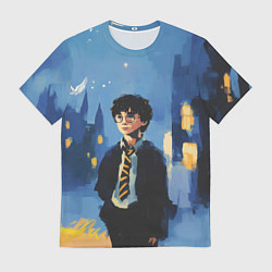Футболка мужская Гарри Поттер рисунок акварелью, цвет: 3D-принт