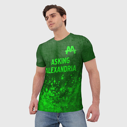 Мужская футболка Asking Alexandria - green gradient посередине / 3D-принт – фото 3