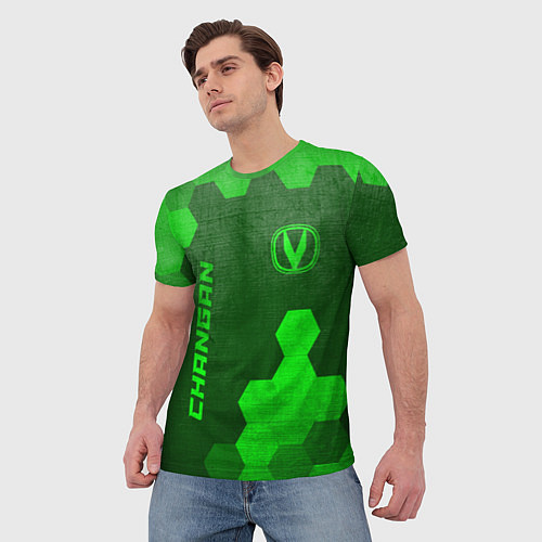 Мужская футболка Changan - green gradient вертикально / 3D-принт – фото 3