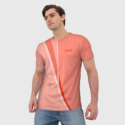 Футболка мужская Sport персиковый с полосой, цвет: 3D-принт — фото 2