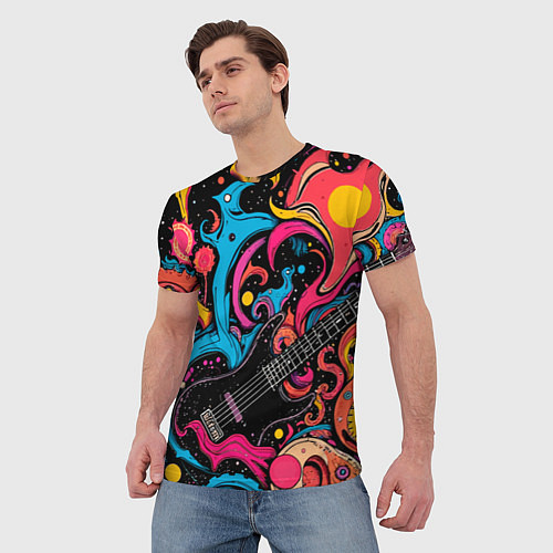 Мужская футболка Psychedelic abstract guitar / 3D-принт – фото 3
