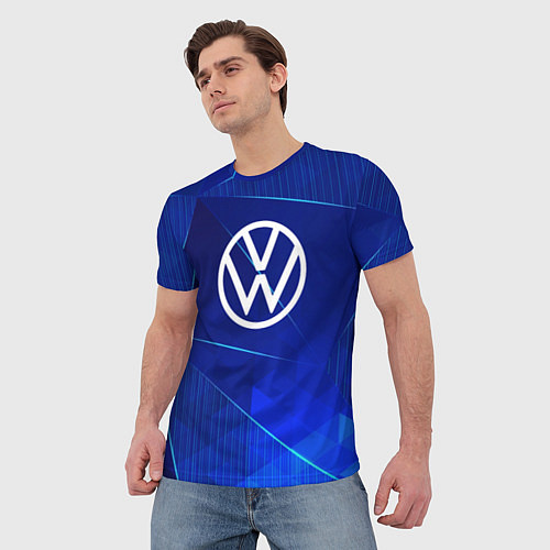 Мужская футболка Volkswagen blue poly / 3D-принт – фото 3