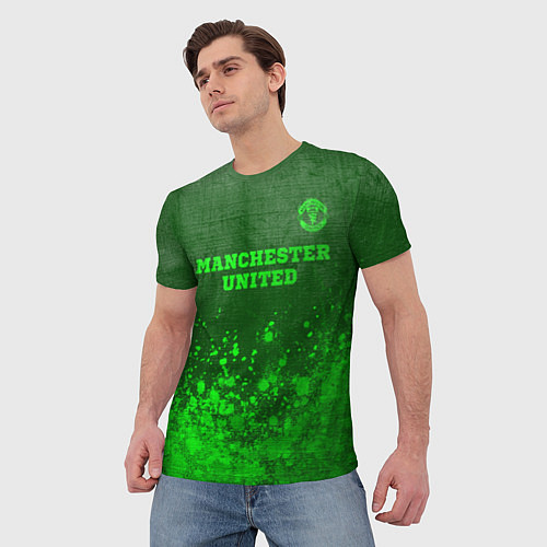 Мужская футболка Manchester United - green gradient посередине / 3D-принт – фото 3