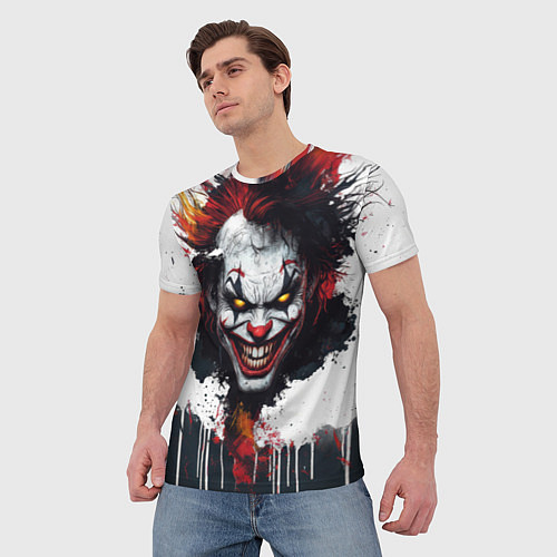 Мужская футболка Голова Джокера бело-черный стиль / 3D-принт – фото 3