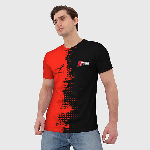 Мужская футболка AUDI quattro black and red / 3D-принт – фото 3