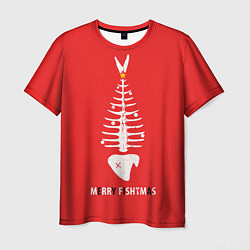 Футболка мужская Merry Christmas - skeleton fish, цвет: 3D-принт