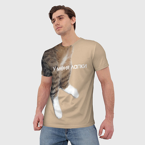 Мужская футболка У меня лапки кот Марс / 3D-принт – фото 3