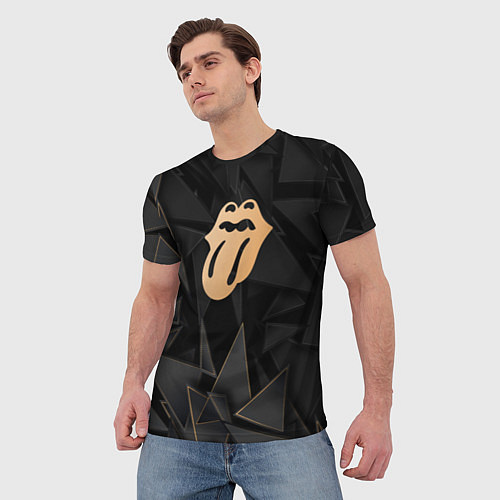 Мужская футболка Rolling Stones golden poly / 3D-принт – фото 3