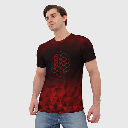 Мужская футболка Coldplay red poly / 3D-принт – фото 3