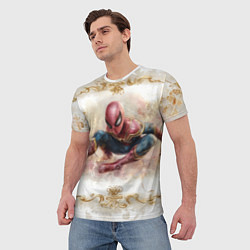 Футболка мужская Человек - паук розы и узоры, цвет: 3D-принт — фото 2