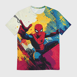 Футболка мужская Человек паук висит на паутине, цвет: 3D-принт