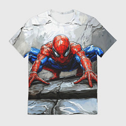 Футболка мужская Человек-паук палзет на стене, цвет: 3D-принт