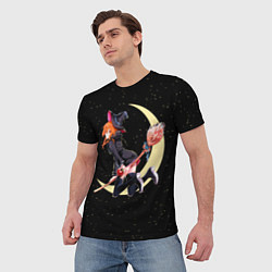 Футболка мужская Ведьма с яблоком летит на метле, цвет: 3D-принт — фото 2