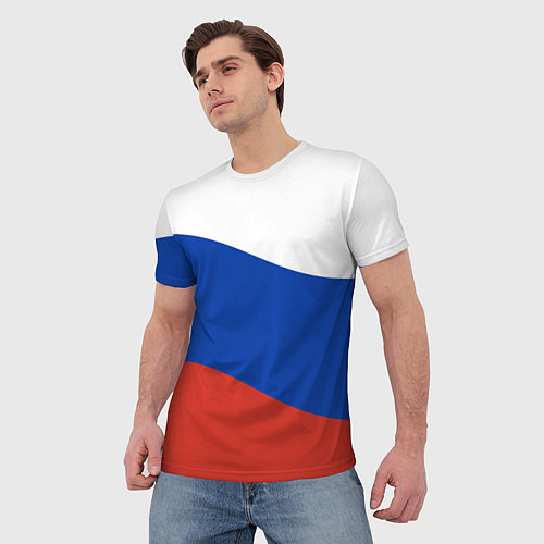 Мужская футболка Флаг России волной / 3D-принт – фото 3
