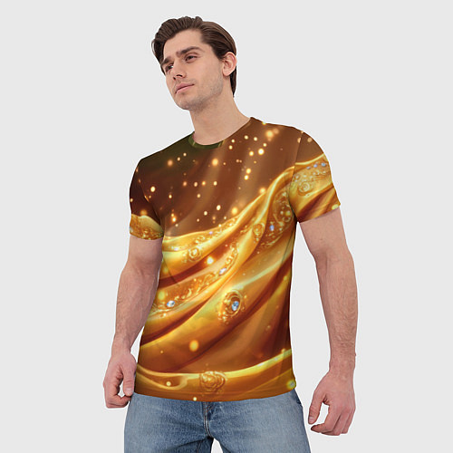 Мужская футболка Золотая ткань с блестками / 3D-принт – фото 3