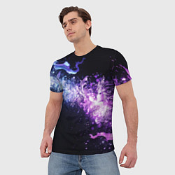 Футболка мужская Фиолетово-синяя абстрактная волна, цвет: 3D-принт — фото 2