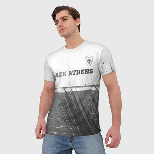 Мужская футболка AEK Athens - white gradient посередине / 3D-принт – фото 3
