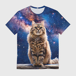 Футболка мужская Сибирская кошка в космосе, цвет: 3D-принт