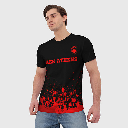 Мужская футболка AEK Athens - red gradient посередине / 3D-принт – фото 3