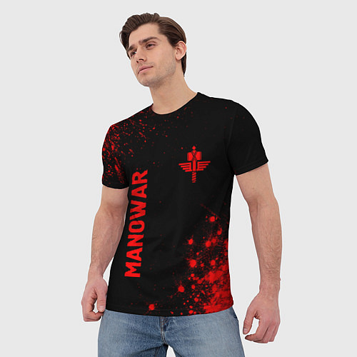 Мужская футболка Manowar - red gradient вертикально / 3D-принт – фото 3