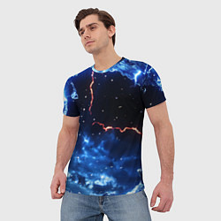 Футболка мужская Звезды и молнии в разломе плит, цвет: 3D-принт — фото 2